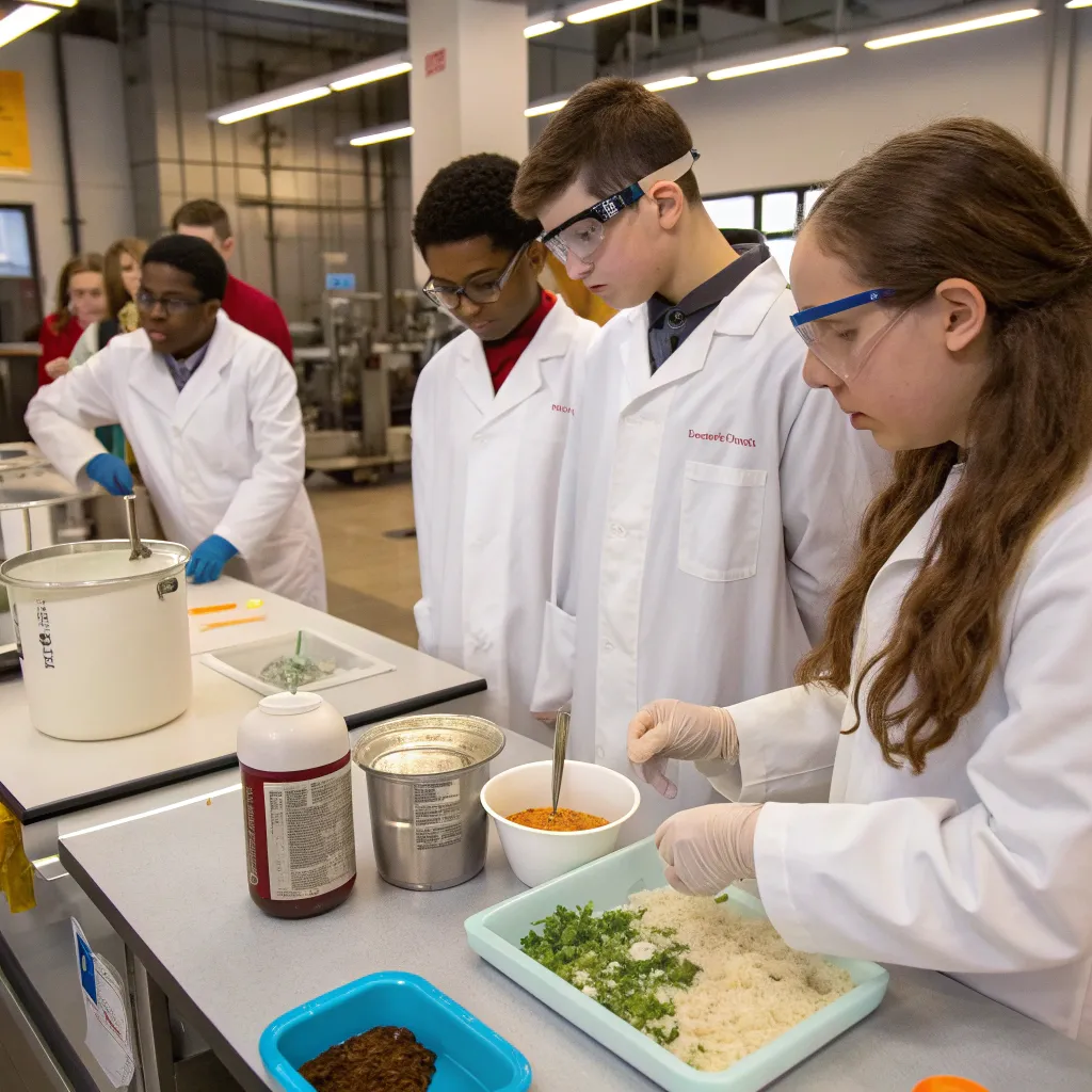 Students learning fermentation techniques